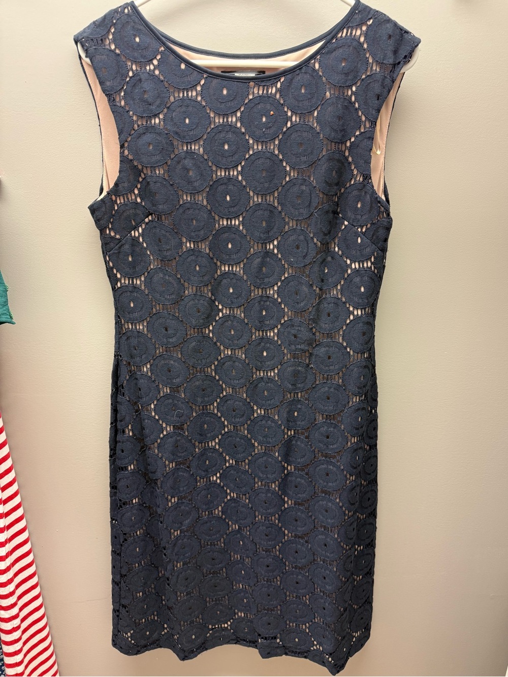 Navy blue lace pattern dress